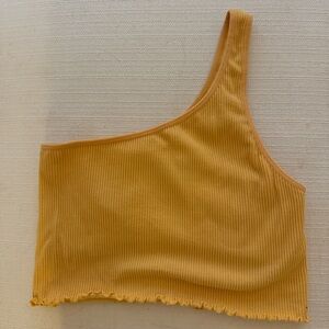 Spiritual Gangster One-Shoulder Ribbed workout top